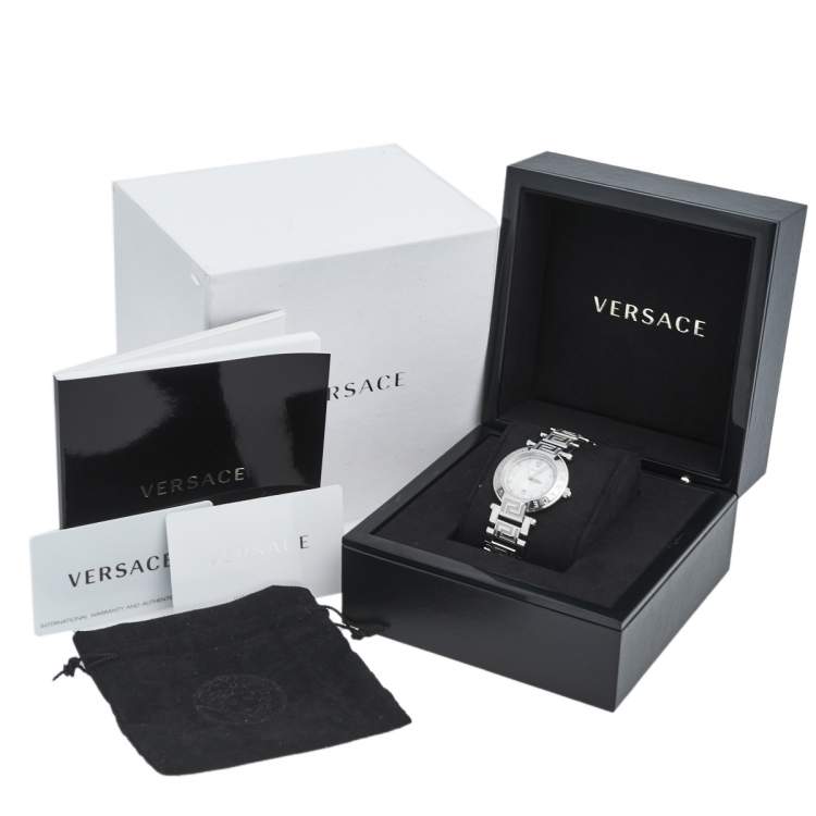 Pre Owned Versace Mother of Pearl Stainless Steel Reve 68Q99SD498-S099 Women's Wristwatch 35 mm