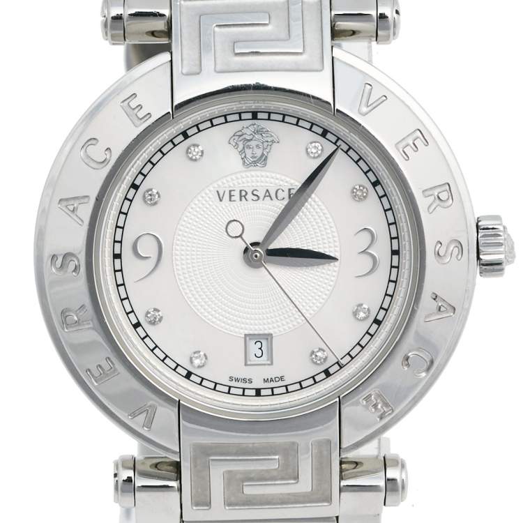 Pre Owned Versace Mother of Pearl Stainless Steel Reve 68Q99SD498-S099 Women's Wristwatch 35 mm