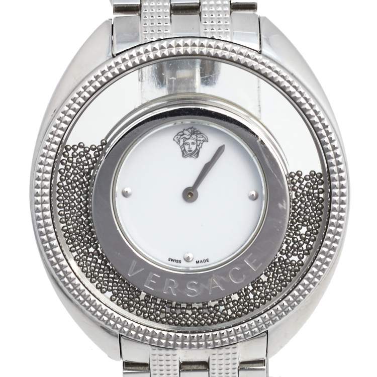 Pre Owned Versace White Stainless Steel Destiny Spirit 86Q Women's Wristwatch 39 mm