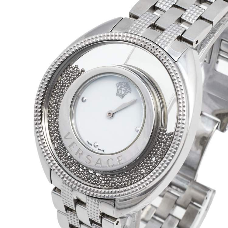 Pre Owned Versace White Stainless Steel Destiny Spirit 86Q Women's Wristwatch 39 mm
