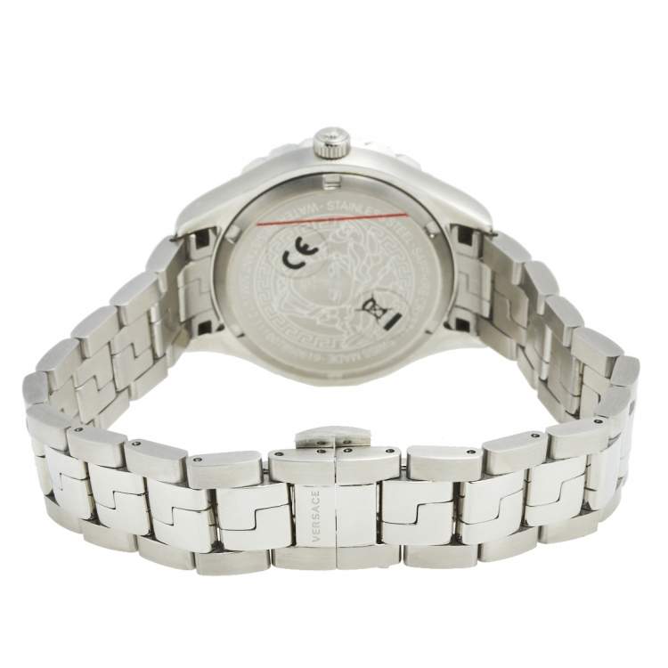Pre Owned Versace Pink Stainless Steel Hellenyium V12010015 Women's Wristwatch 35 mm