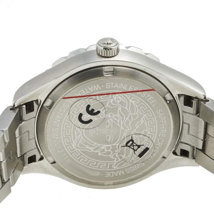 Pre Owned Versace Pink Stainless Steel Hellenyium V12010015 Women's Wristwatch 35 mm