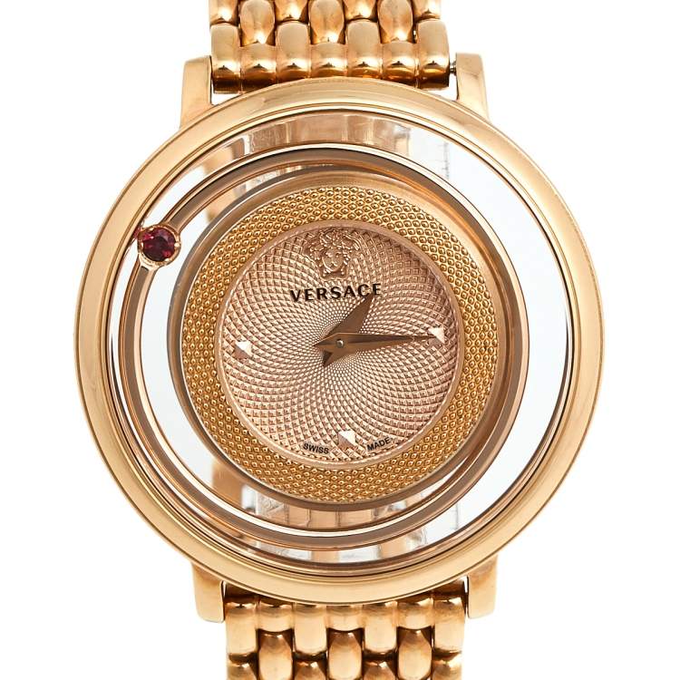 Pre Owned Versace Rose Gold Stainless Steel Venus VFH050013 Women's Wristwatch 39 mm