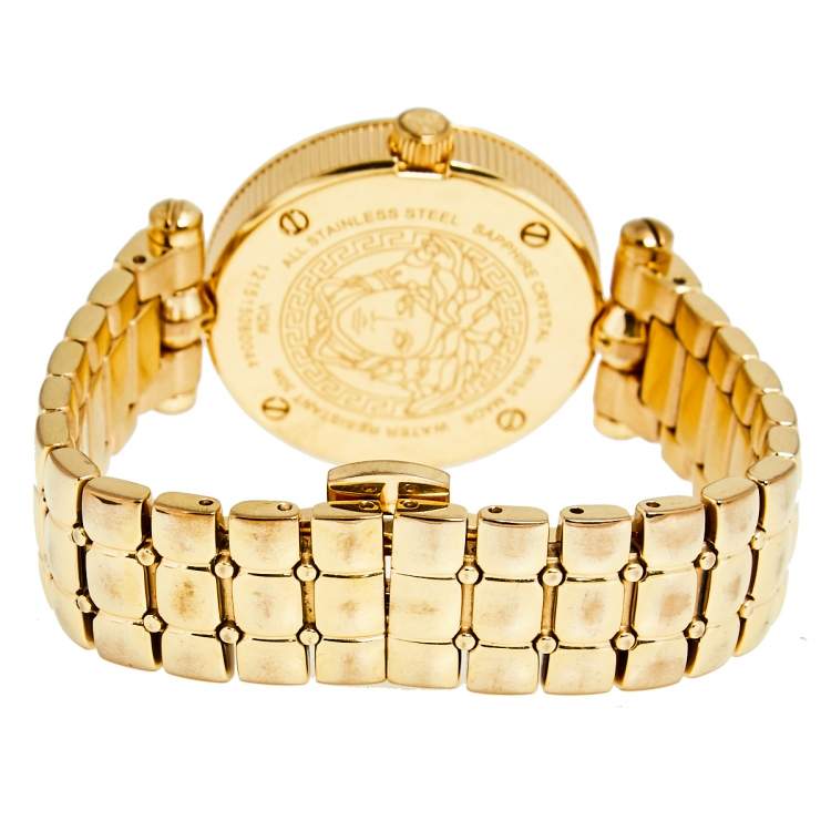 Pre Owned Versace Black Rose Gold Stainless Steel Micro Vanitas VQM050015  Women's Wristwatch 30 mm
