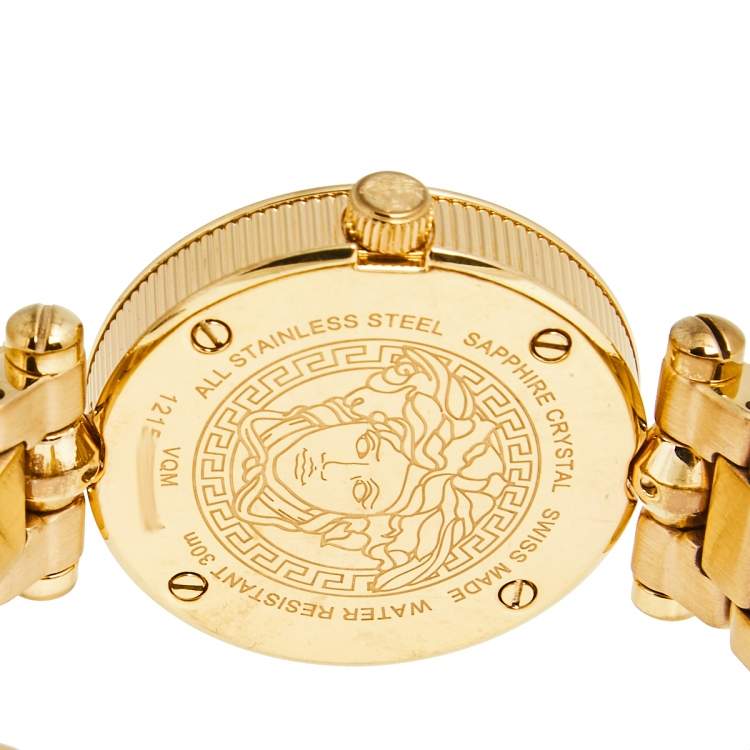 Pre Owned Versace Black Rose Gold Stainless Steel Micro Vanitas VQM050015  Women's Wristwatch 30 mm