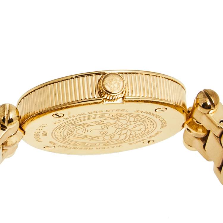 Pre Owned Versace Black Rose Gold Stainless Steel Micro Vanitas VQM050015  Women's Wristwatch 30 mm