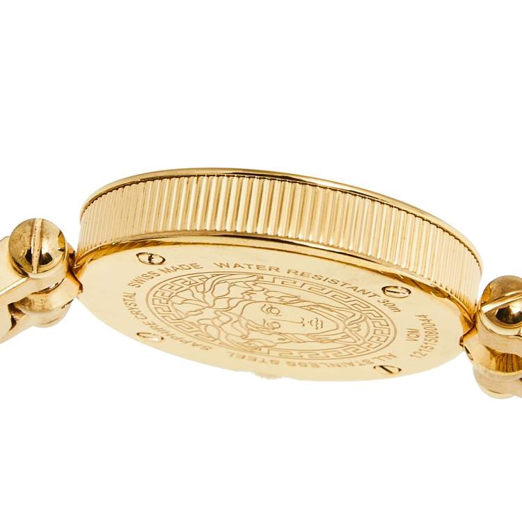 Pre Owned Versace Black Rose Gold Stainless Steel Micro Vanitas VQM050015  Women's Wristwatch 30 mm