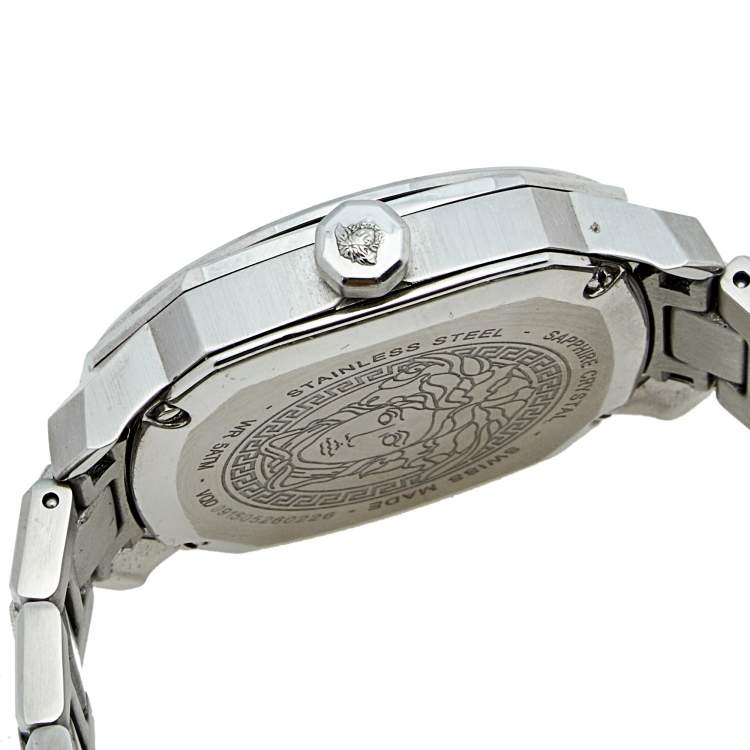 Pre Owned Versace Silver Stainless Steel Dylos VQD040015 Women's Wristwatch 35 mm