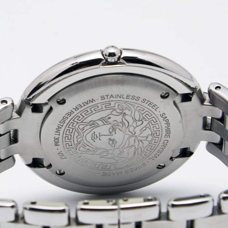 Pre Owned Versace Silver Stainless Steel Thea VA7 Women's Wristwatch 39 mm