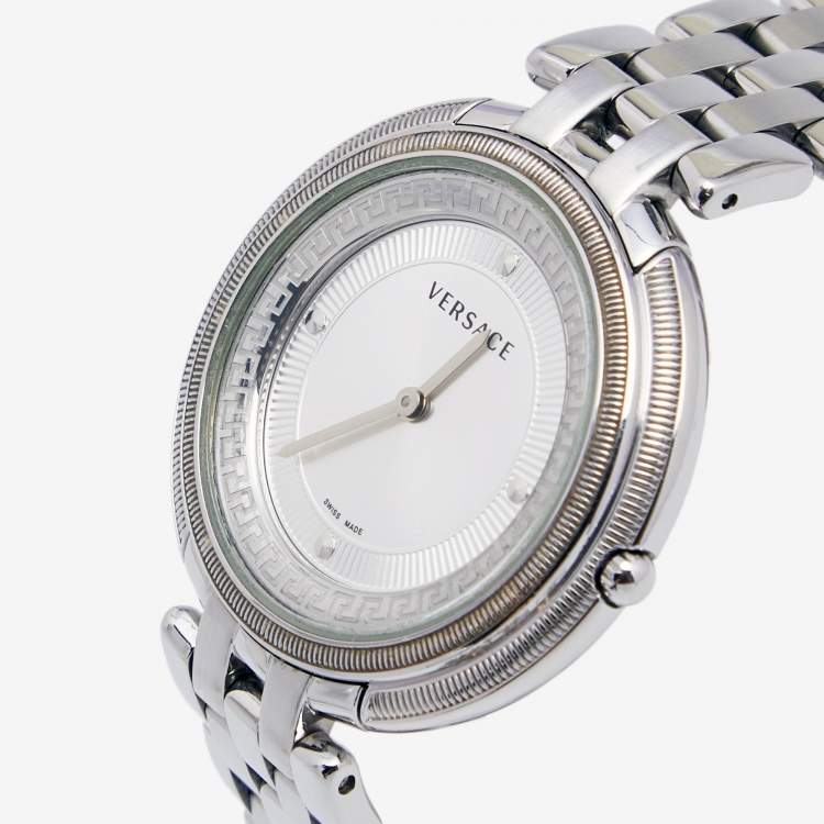 Pre Owned Versace Silver Stainless Steel Thea VA7 Women's Wristwatch 39 mm