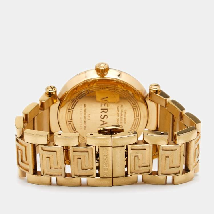 Pre Owned  Versace Mother Of Pearl Gold Plated Stainless Steel Reve 68Q Women's Wristwatch 35 mm
