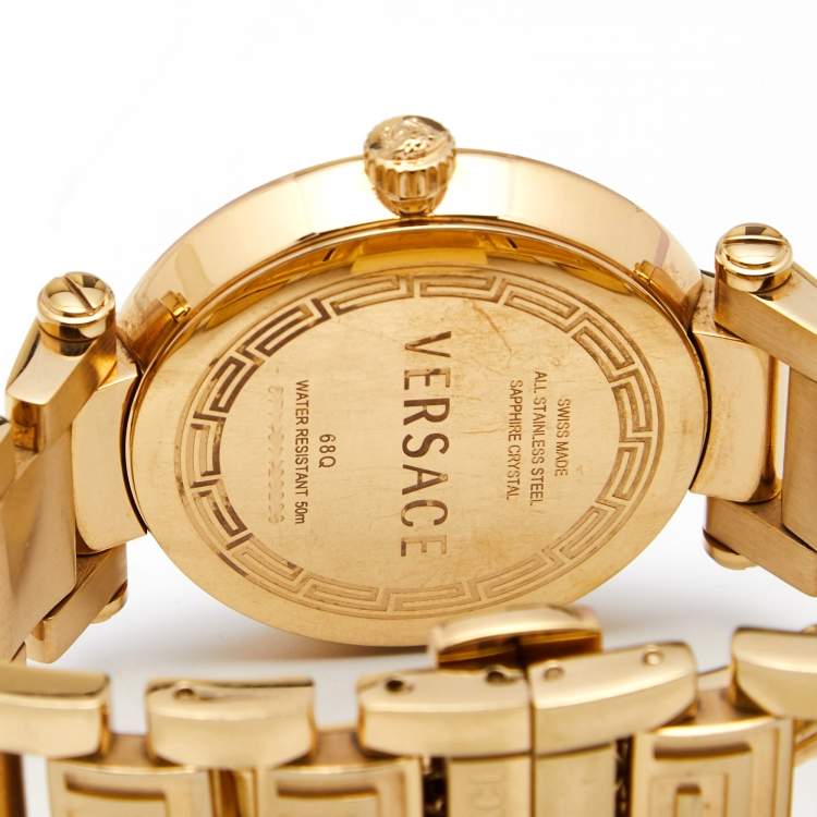 Pre Owned  Versace Mother Of Pearl Gold Plated Stainless Steel Reve 68Q Women's Wristwatch 35 mm