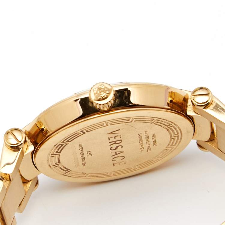 Pre Owned  Versace Mother Of Pearl Gold Plated Stainless Steel Reve 68Q Women's Wristwatch 35 mm