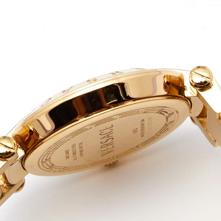 Pre Owned  Versace Mother Of Pearl Gold Plated Stainless Steel Reve 68Q Women's Wristwatch 35 mm