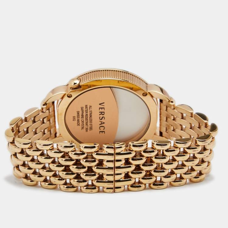 Pre Owned Versace White Gold Plated Stainless Steel Krios 93Q Women's Wristwatch 38 mm