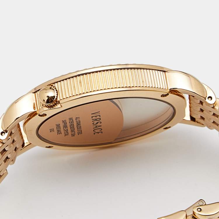 Pre Owned Versace White Gold Plated Stainless Steel Krios 93Q Women's Wristwatch 38 mm