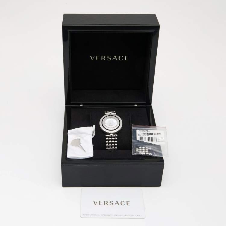 Pre Owned Versace Mother Of Pearl Stainless Steel Eon 79Q Women's Wristwatch 34 mm