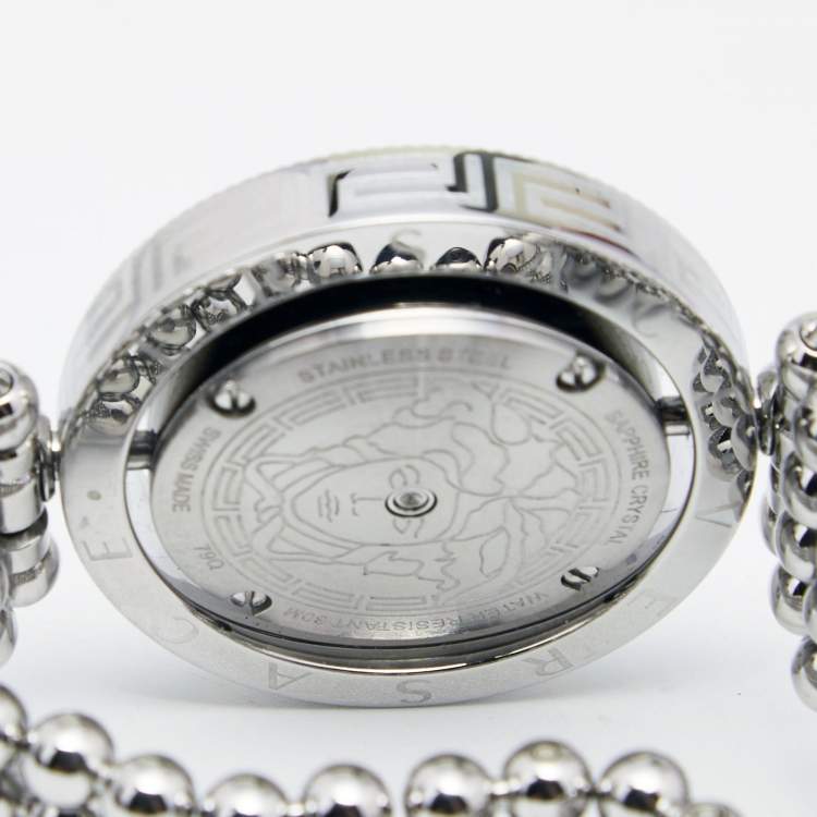 Pre Owned Versace Mother Of Pearl Stainless Steel Eon 79Q Women's Wristwatch 34 mm