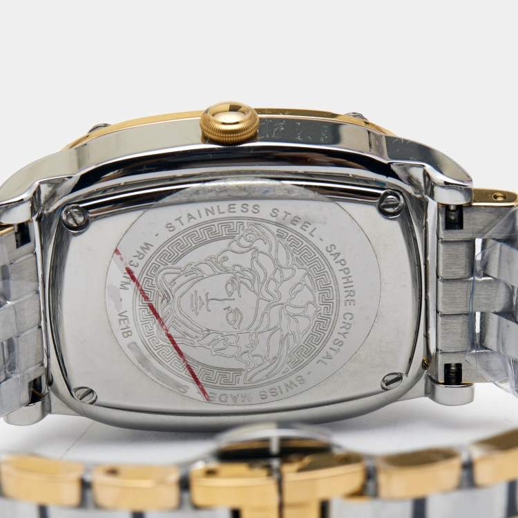 Pre Owned Versace Green Two Tone Stainless Steel Couture VE1B Women's Wristwatch 29 mm