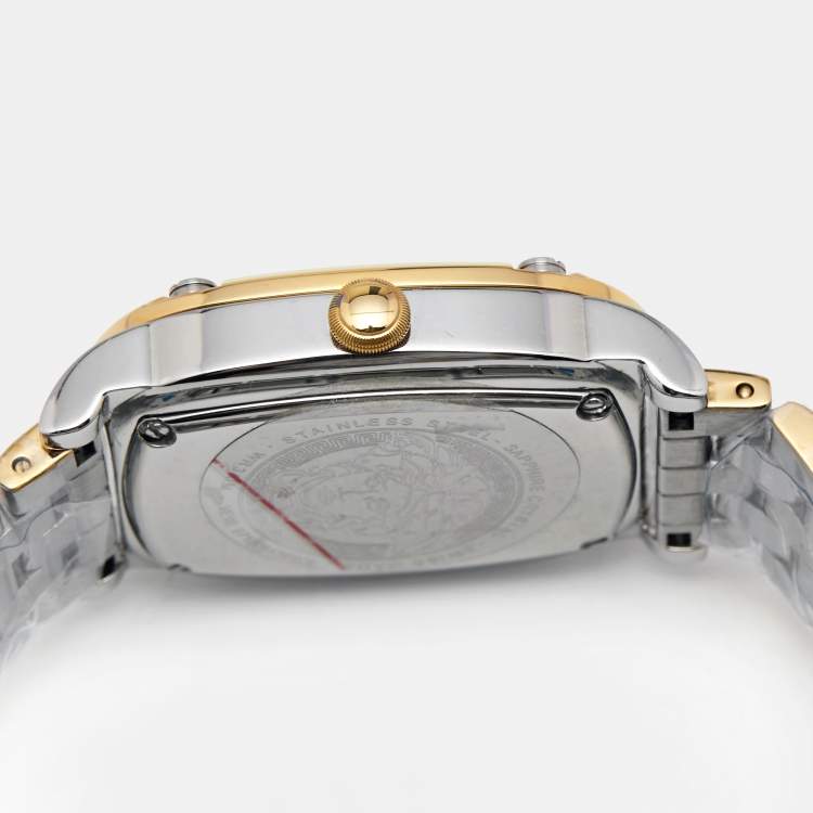 Pre Owned Versace Green Two Tone Stainless Steel Couture VE1B Women's Wristwatch 29 mm