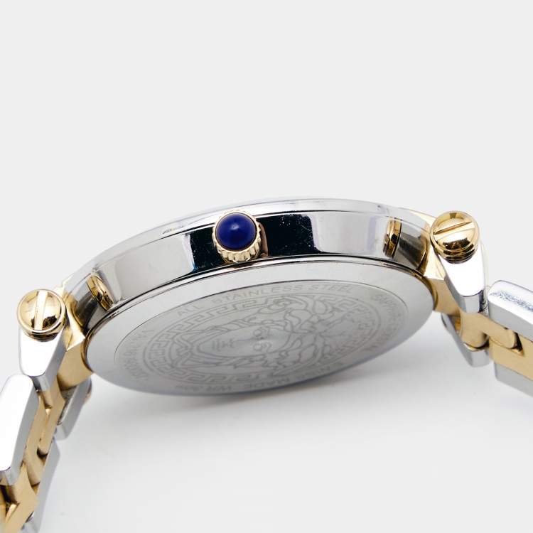 Pre Owned Versace Blue Two Tone Stainless Steel Revive VAI230017 Women's Wristwatch 35 mm