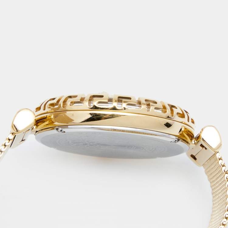 Pre Owned Versace Green Gold Plated Stainless Steel Pallazo Empire VEDV00819 Women's Wristwatch 37 mm