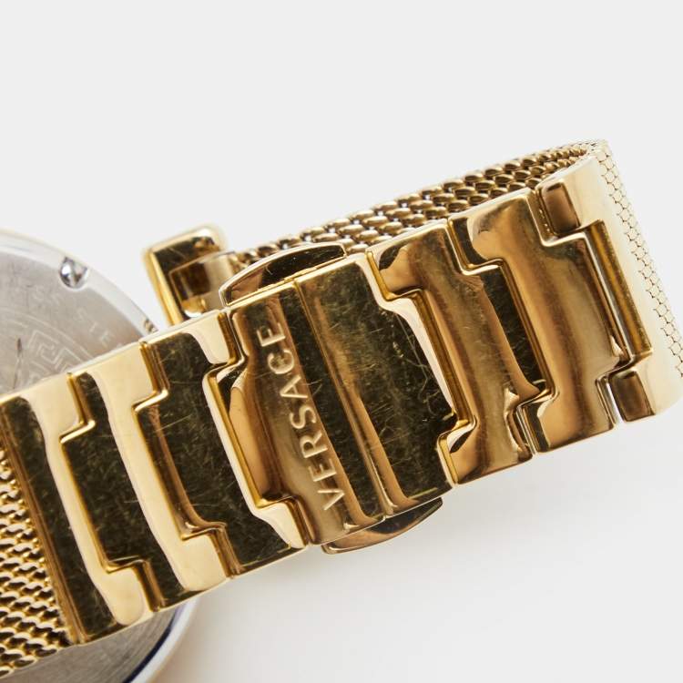 Pre Owned Versace Green Gold Plated Stainless Steel Pallazo Empire VEDV00819 Women's Wristwatch 37 mm
