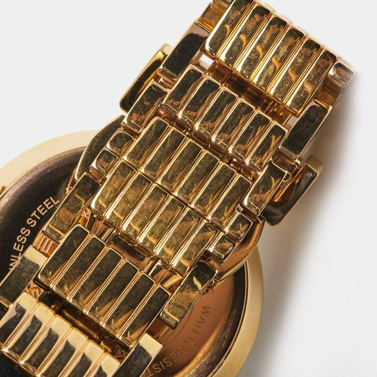 Pre Owned Versace Silver Rose Gold Plated Stainless Steel Vanity P5Q Women's Wristwatch 35 mm