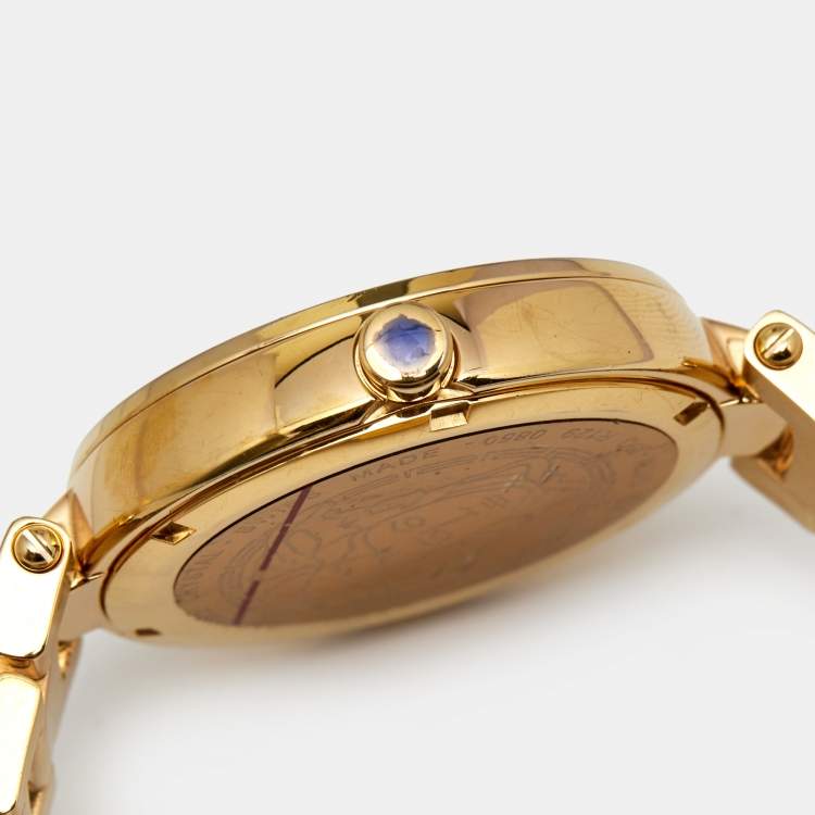 Pre Owned Versace Gold Plated Stainless Steel Mystique Hibiscus I9Q80D2HI-S080 Women's Wristwatch 38 mm