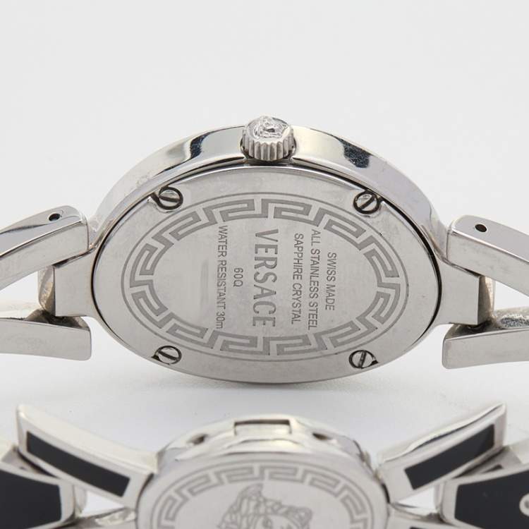 Pre Owned Versace Black Diamond Stainless Steel V-Glam 60QE9SD009 Women's Wristwatch 25 mm