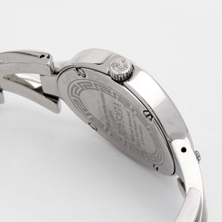 Pre Owned Versace Black Diamond Stainless Steel V-Glam 60QE9SD009 Women's Wristwatch 25 mm