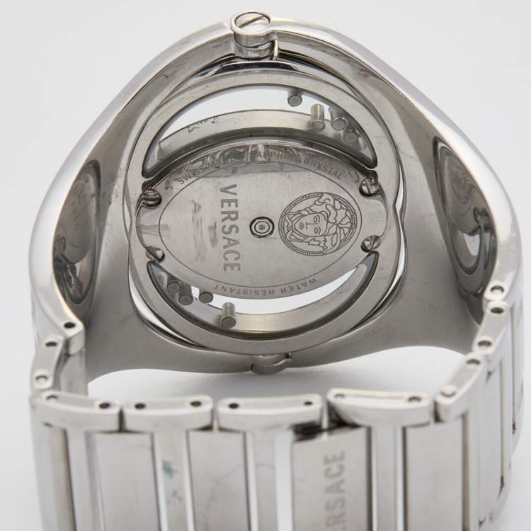 Pre Owned Versace Silver Diamond Stainless Steel Eclissi 73Q Women's Wristwatch 39 mm