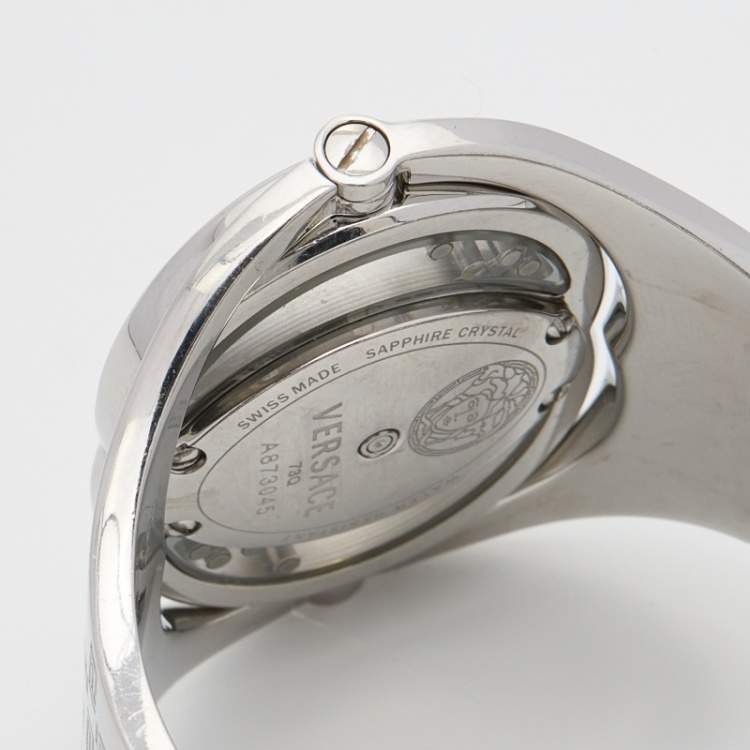 Pre Owned Versace Silver Diamond Stainless Steel Eclissi 73Q Women's Wristwatch 39 mm