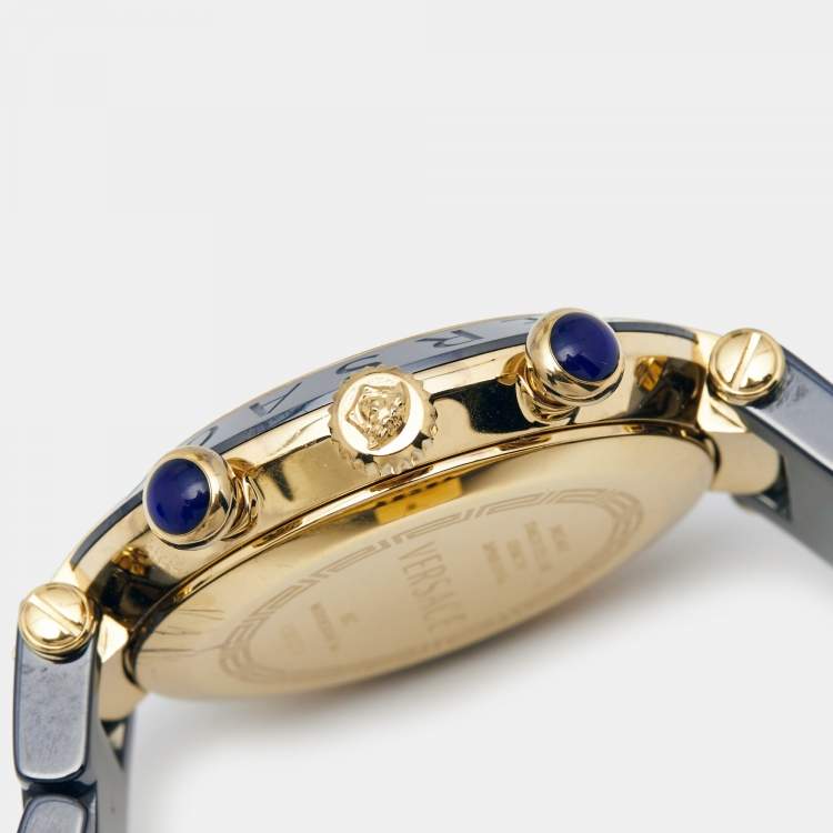 Pre Owned Versace Black Ceramic Gold Plated Stainless Steel Reve 95C Women's Wristwatch 40 mm