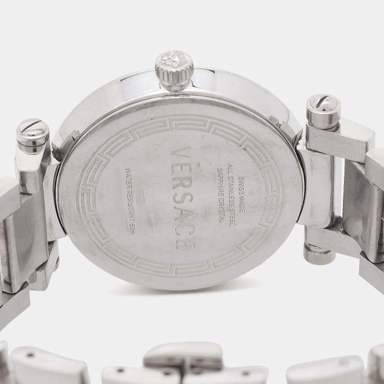 Pre Owned Versace Mother of Pearl Stainless Steel Reve 68Q Women's Wristwatch 35 mm