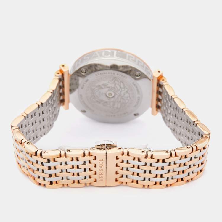 Pre Owned Versace Silver Two-Tone Stainless Steel V-Twist VELS00719 Women's Wristwatch 36 mm