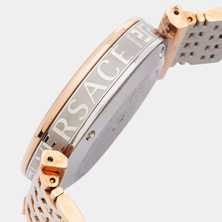 Pre Owned Versace Silver Two-Tone Stainless Steel V-Twist VELS00719 Women's Wristwatch 36 mm