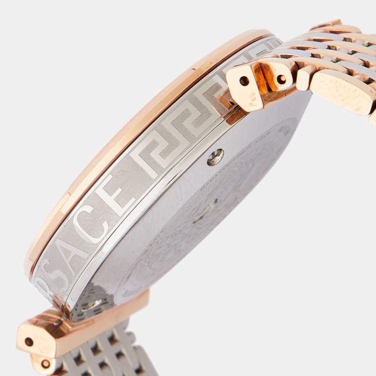 Pre Owned Versace Silver Two-Tone Stainless Steel V-Twist VELS00719 Women's Wristwatch 36 mm