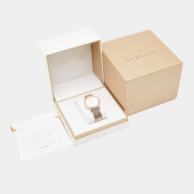 Pre Owned Versace Silver Two-Tone Stainless Steel V-Twist VELS00719 Women's Wristwatch 36 mm