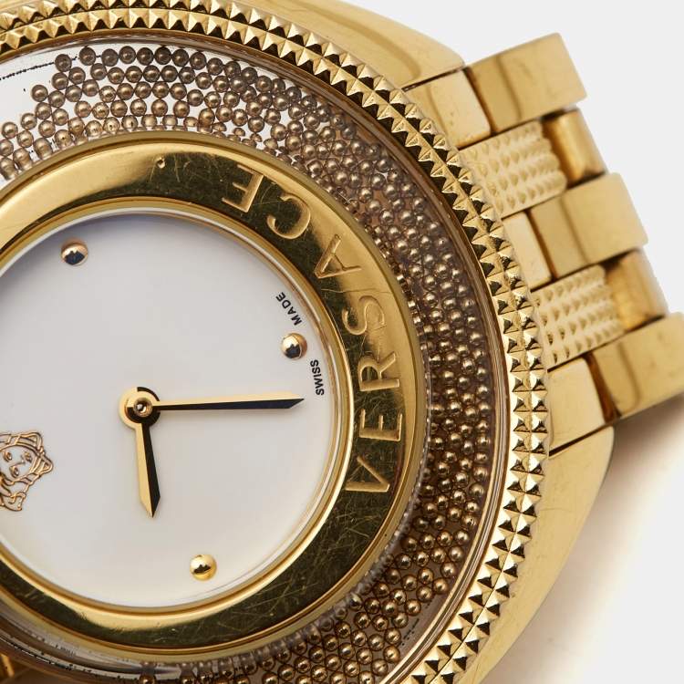 مملوكة مسبقًا Versace White Gold Plated Stainless Steel  Destiny Spirit 86Q70D002-S070 Women's Wristwatch 36 mm