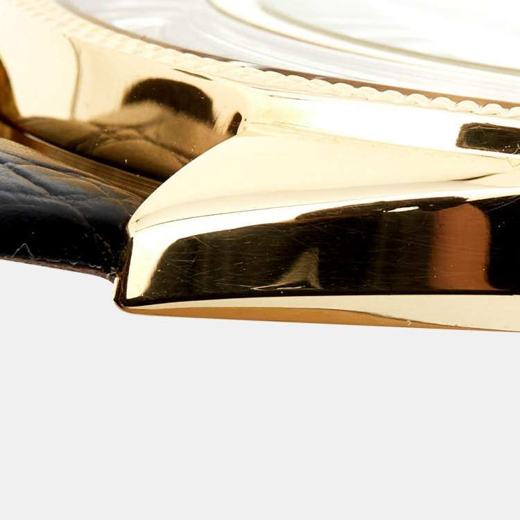 Pre Owned Versace Black Gold Plated Stainless Steel Leather Destiny Spirit 86Q Women's Wristwatch 39 mm