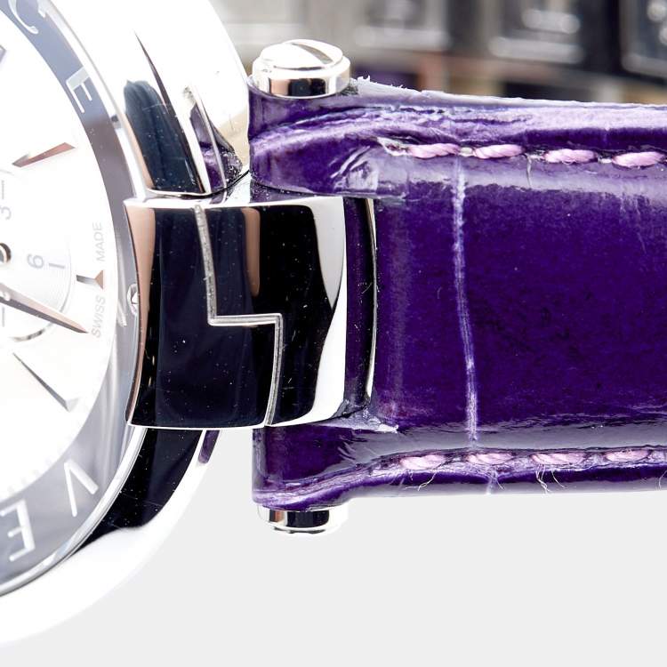 Pre Owned Versace Mother of Pearl Stainless Steel Leather Revive Chrono VAJ Women's Wristwatch 41 mm
