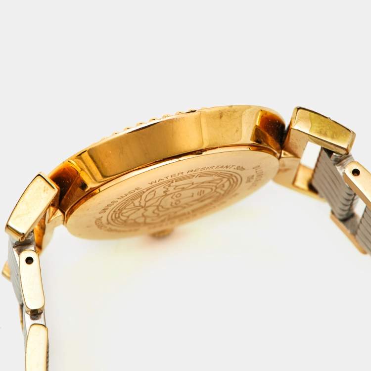 Pre Owned Versace Silver Two Tone Stainless Steel Vanity P5Q Women's Wristwatch 35 mm