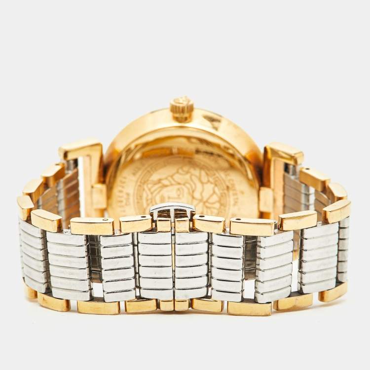 Pre Owned Versace Silver Two Tone Stainless Steel Vanity P5Q Women's Wristwatch 35 mm