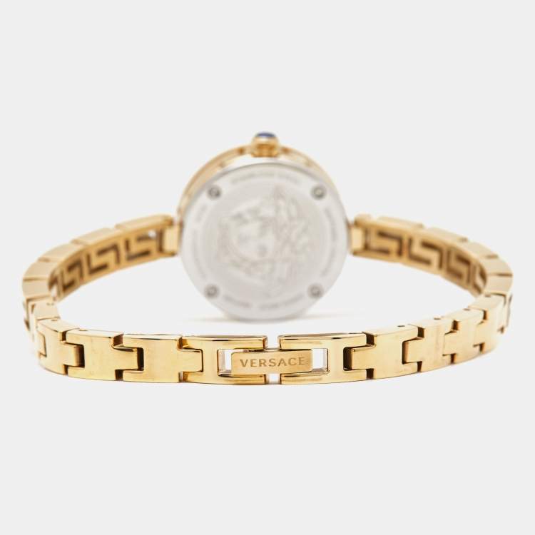 Pre Owned Versace Black Gold Plated Stainless Steel Secret Watch VEZ500421 Women's Wristwatch 25 mm 