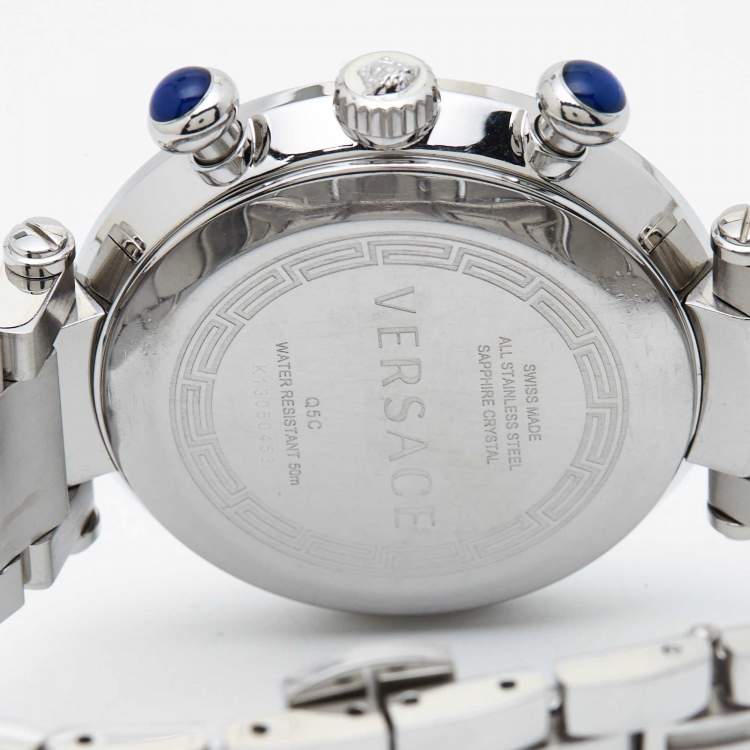 Pre Owned Versace Mother Of Pearl Stainless Steel Reve Q5C Women's Wristwatch 40 mm