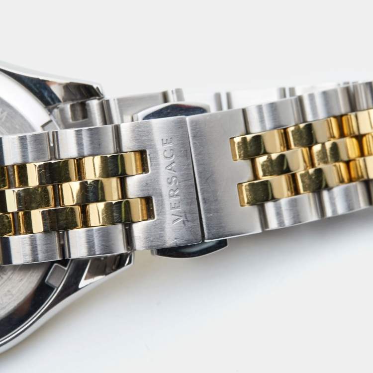 مملوكة مسبقًا Versace Blue Two-Tone Stainless Steel Hellenyium VE2S00522 Women's Wristwatch 35 mm