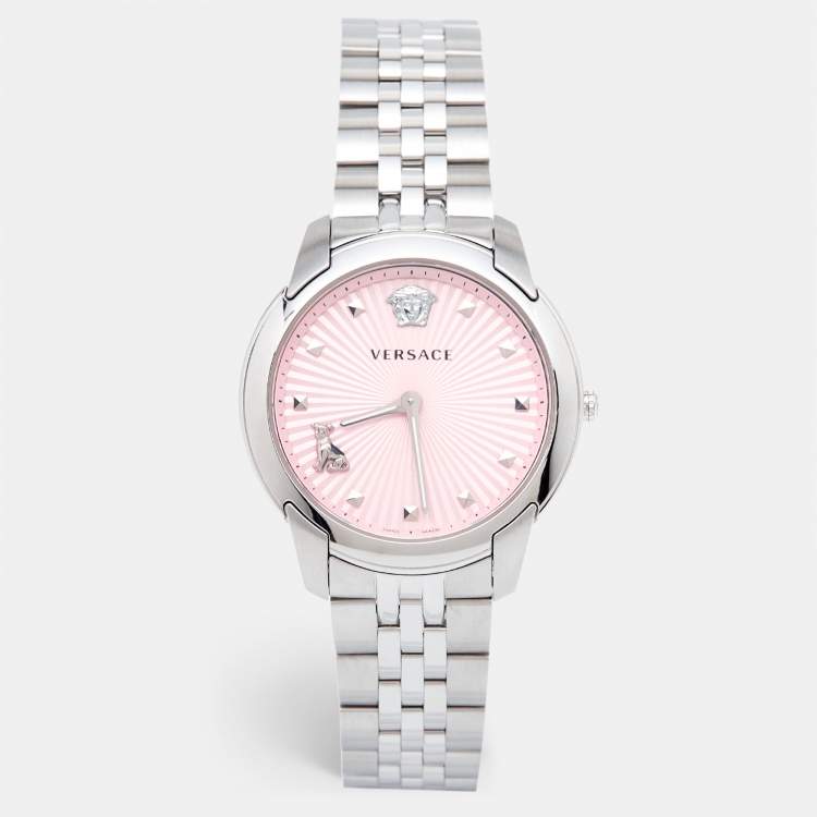 Pre Owned Versace Pink Stainless Steel Audrey VELR00419 Women's Wristwatch 38 mm