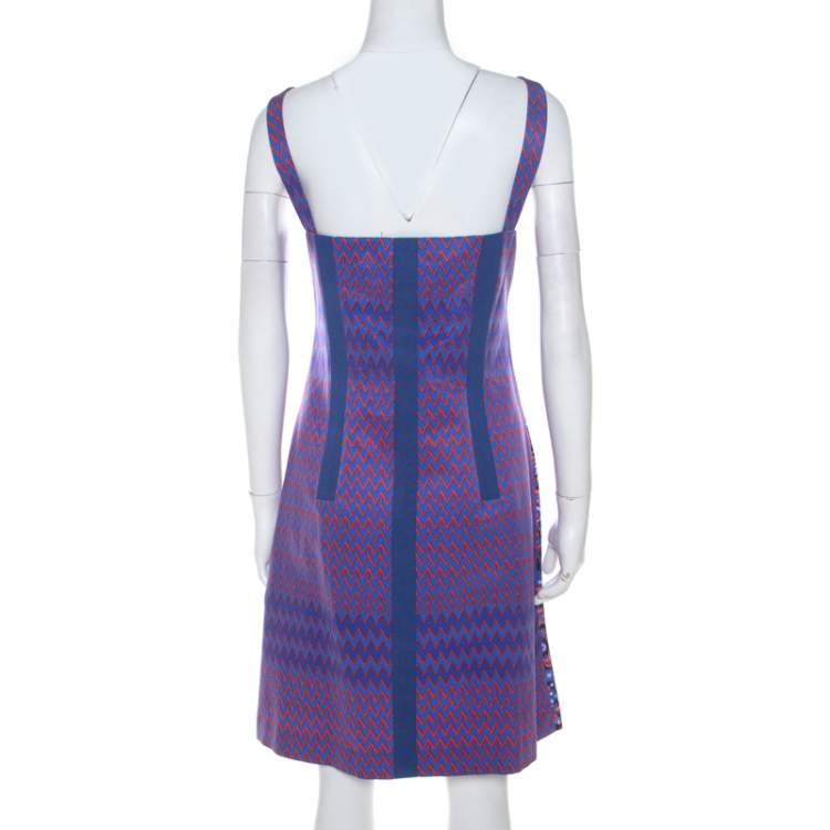 Pre Owned Versus Versace Multicolor Textured Cotton Abstract Printed Dress M 