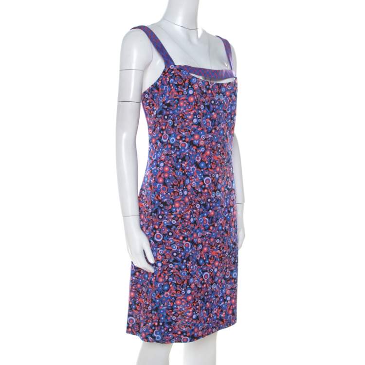 Pre Owned Versus Versace Multicolor Textured Cotton Abstract Printed Dress M 
